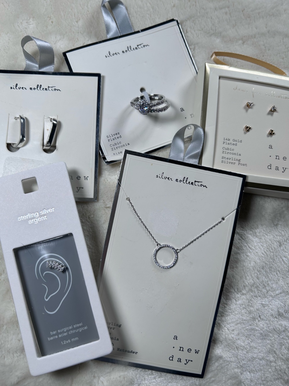 NWT Jewelry Bundle - A New Day Demi Fine & Silver Collection - earrings rings ++